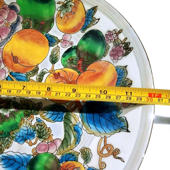 Decorative Plate Porcelain Raised Chinoiserie Style Hand-Painted Fruit Designed - Picture 6 of 7